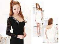 Sexy Single Lace Sleeves With Bling Clubbing Dress  (Available in Black only)